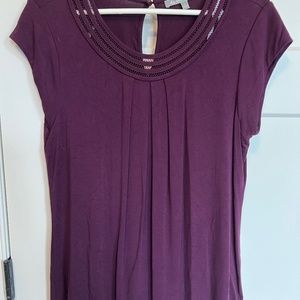 Daniel Rainn Raisin Short Sleeve Blouse, Size M